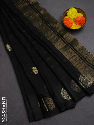 Art kota silk saree black with silver & zari woven buttas and zari woven butta border
