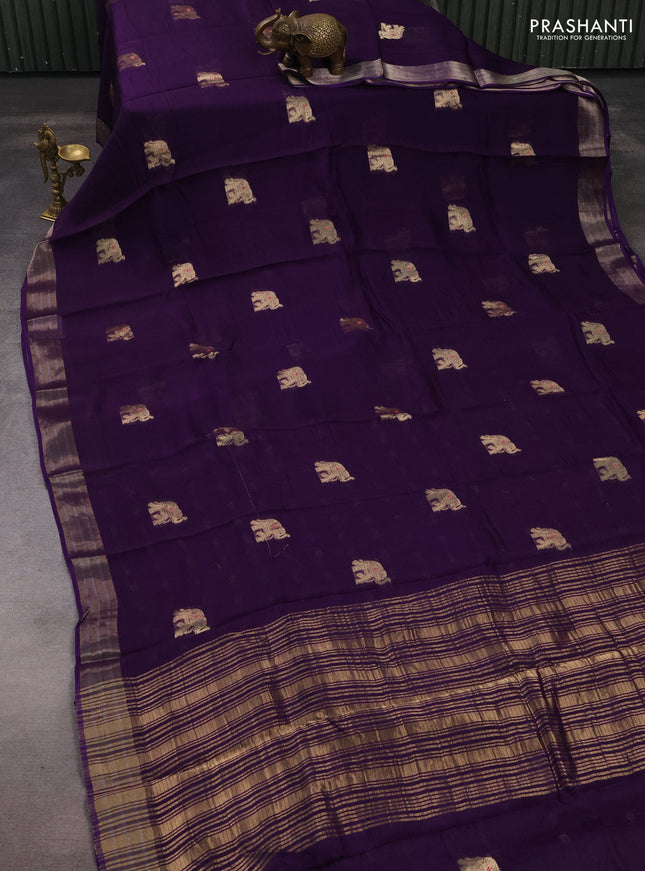 Art kota silk saree violet with thread & zari woven buttas and zari woven border