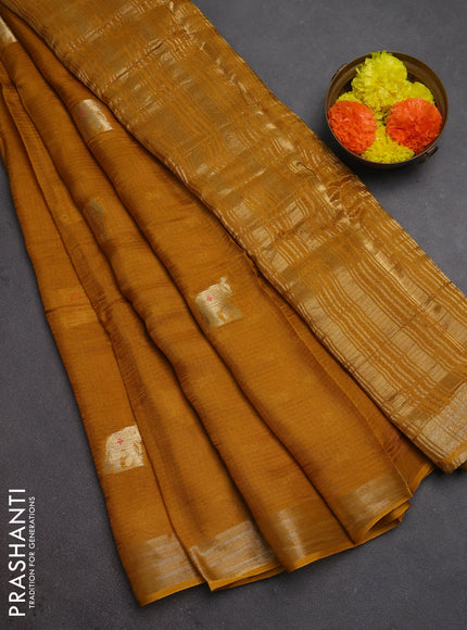 Art kota silk saree mustard yellow with thread & zari woven buttas and zari woven border