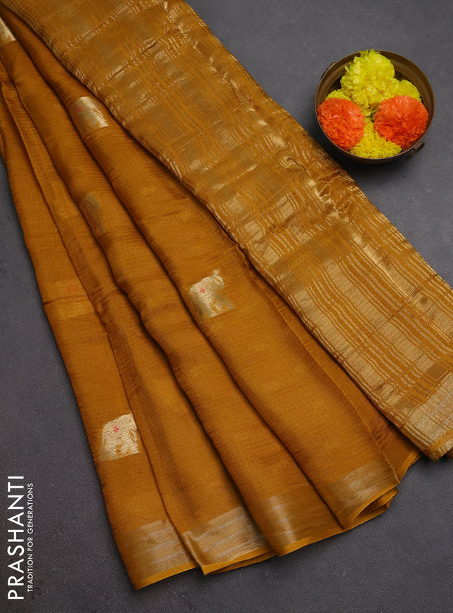 Art kota silk saree mustard yellow with thread & zari woven buttas and zari woven border