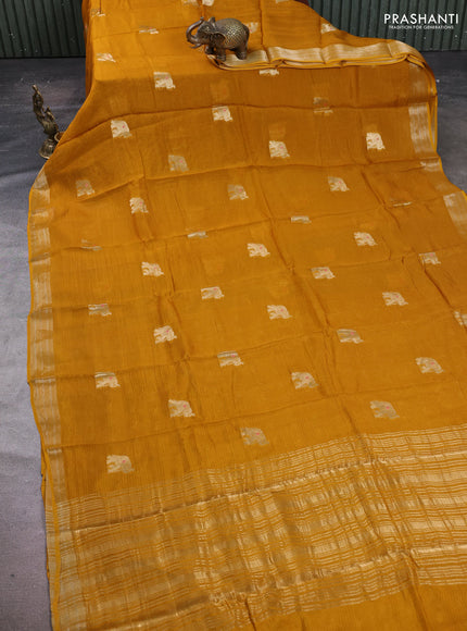 Art kota silk saree mustard yellow with thread & zari woven buttas and zari woven border