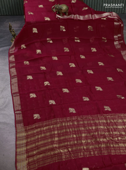 Art kota silk saree pink with thread & zari woven buttas and zari woven border