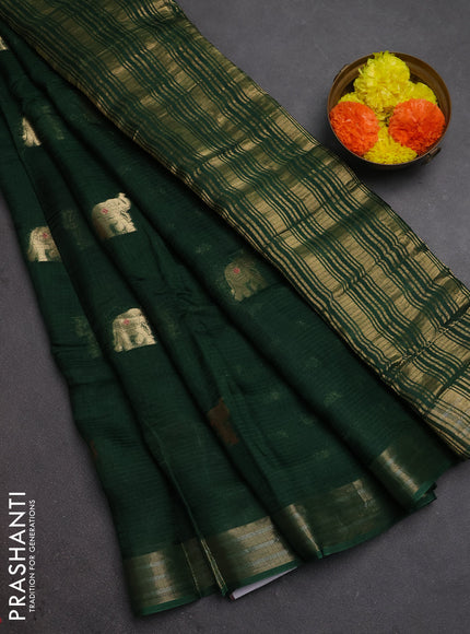 Art kota silk saree green with thread & zari woven buttas and zari woven border