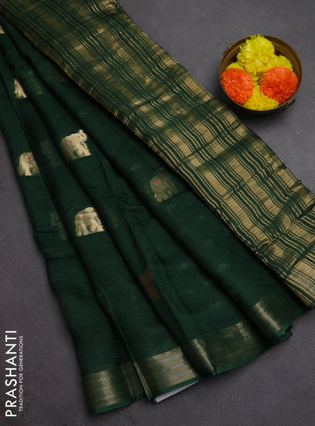 Art kota silk saree green with thread & zari woven buttas and zari woven border