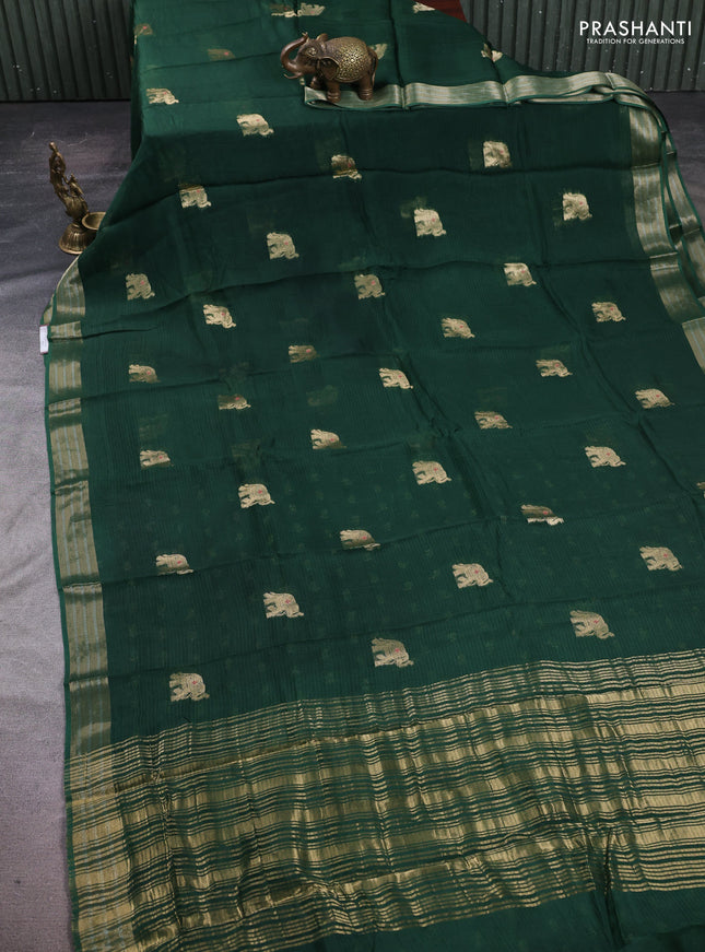 Art kota silk saree green with thread & zari woven buttas and zari woven border