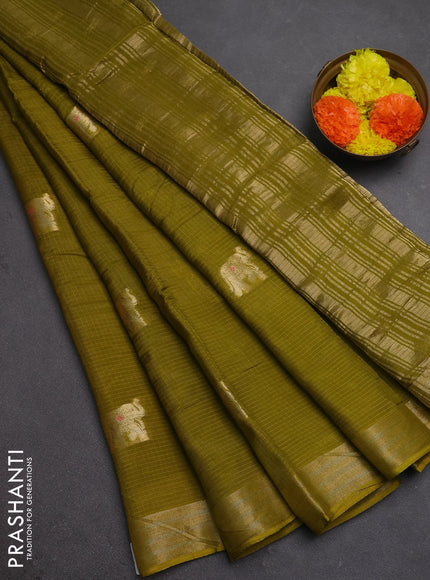 Art kota silk saree light green with thread & zari woven buttas and zari woven border