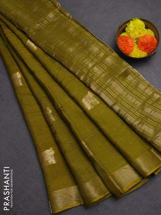 Art kota silk saree light green with thread & zari woven buttas and zari woven border