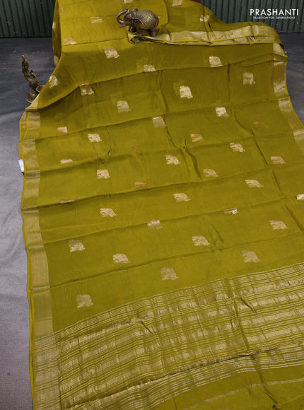 Art kota silk saree light green with thread & zari woven buttas and zari woven border