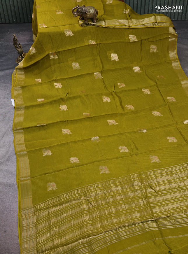 Art kota silk saree light green with thread & zari woven buttas and zari woven border