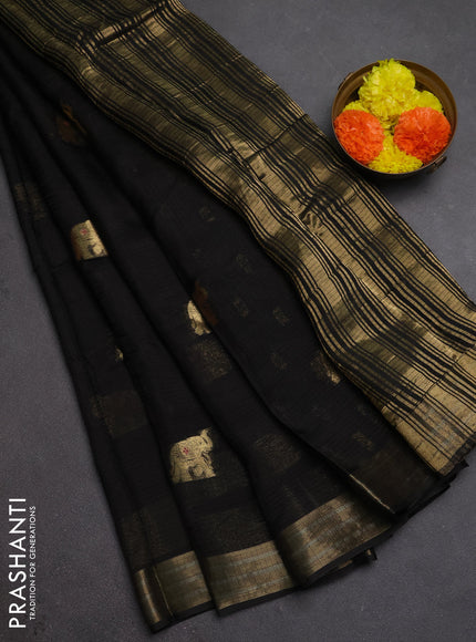 Art kota silk saree black with thread & zari woven buttas and zari woven border