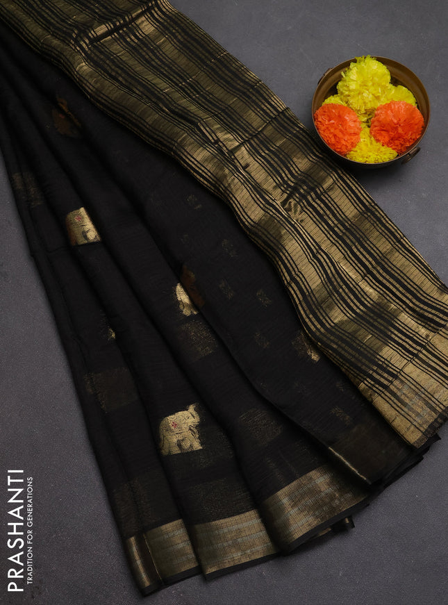 Art kota silk saree black with thread & zari woven buttas and zari woven border