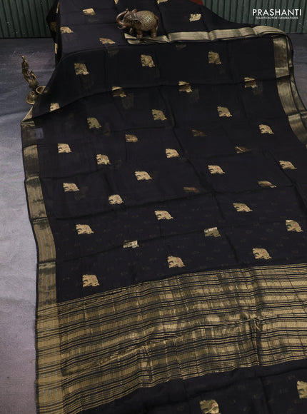 Art kota silk saree black with thread & zari woven buttas and zari woven border