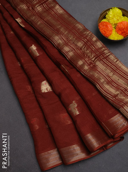 Art kota silk saree rust shade with thread & zari woven buttas and zari woven border