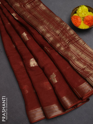 Art kota silk saree rust shade with thread & zari woven buttas and zari woven border