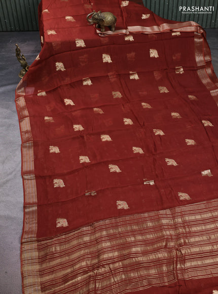 Art kota silk saree rust shade with thread & zari woven buttas and zari woven border
