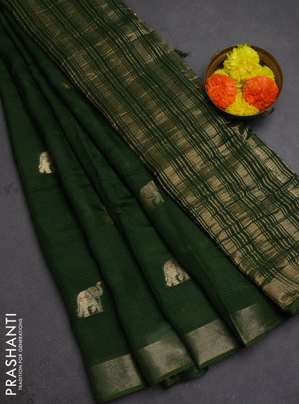 Art kota silk saree green with thread & zari woven buttas and zari woven border