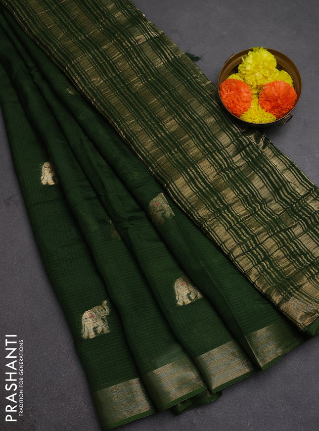 Art kota silk saree green with thread & zari woven buttas and zari woven border