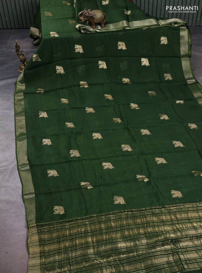 Art kota silk saree green with thread & zari woven buttas and zari woven border