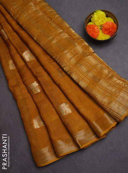 Art kota silk saree mustard yellow with thread & zari woven buttas and zari woven border