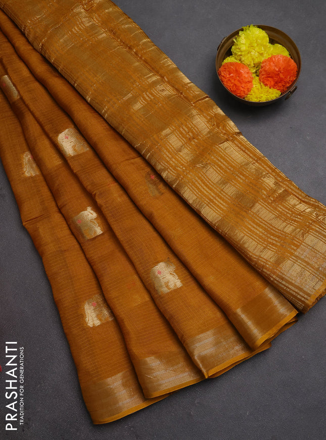 Art kota silk saree mustard yellow with thread & zari woven buttas and zari woven border