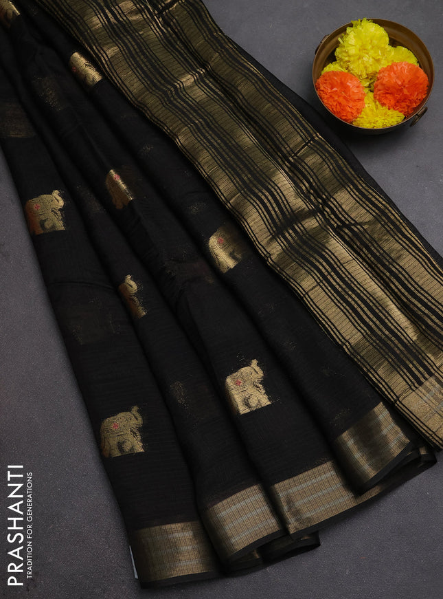 Art kota silk saree black with thread & zari woven buttas and zari woven border