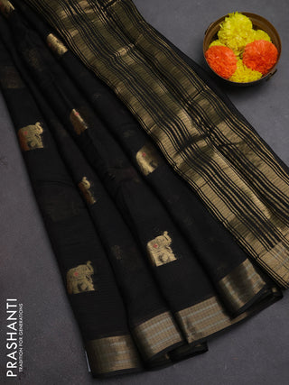 Art kota silk saree black with thread & zari woven buttas and zari woven border