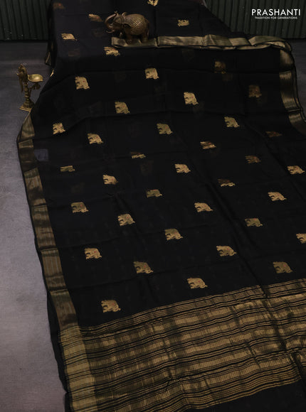 Art kota silk saree black with thread & zari woven buttas and zari woven border