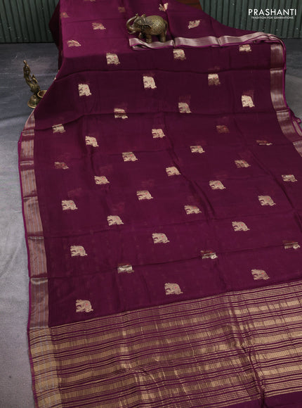 Art kota silk saree deep purple with thread & zari woven buttas and zari woven border