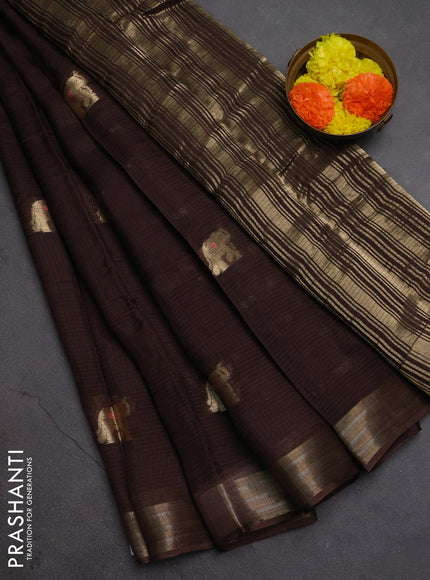 Art kota silk saree coffee brown with thread & zari woven buttas and zari woven border