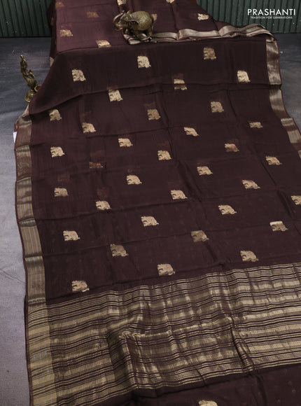 Art kota silk saree coffee brown with thread & zari woven buttas and zari woven border