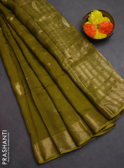 Art kota silk saree light green with thread & zari woven buttas and zari woven border