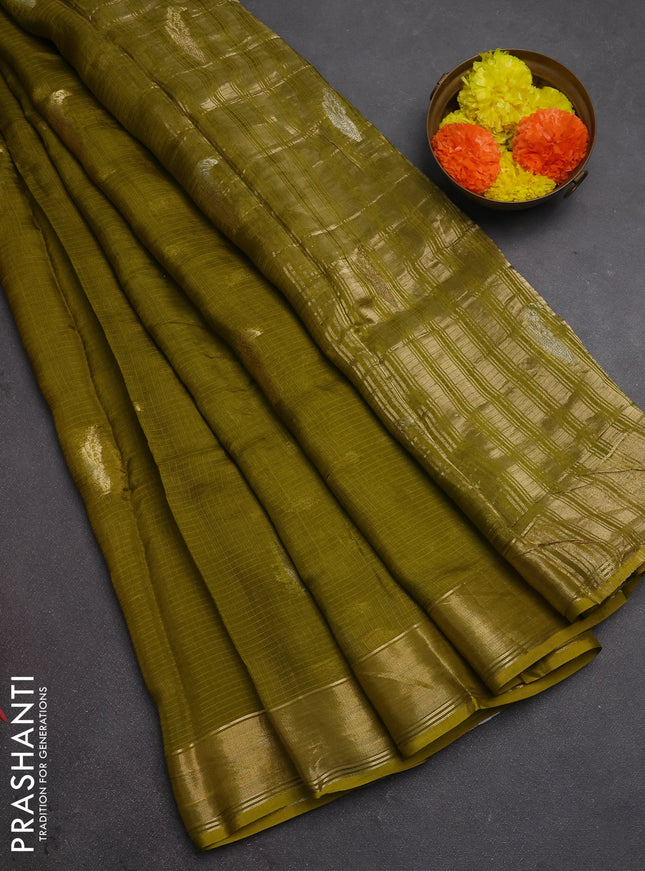 Art kota silk saree light green with thread & zari woven buttas and zari woven border