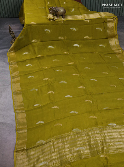 Art kota silk saree light green with thread & zari woven buttas and zari woven border