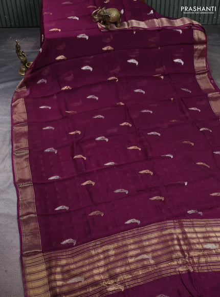 Art kota silk saree purple with thread & zari woven buttas and zari woven border