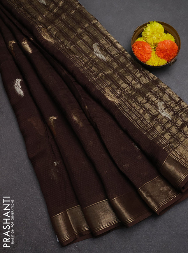 Art kota silk saree brown with thread & zari woven buttas and zari woven border