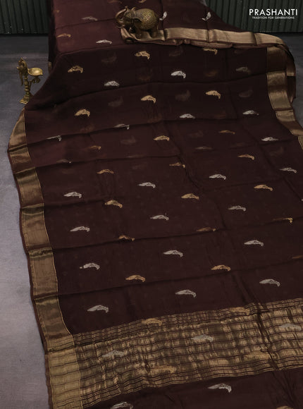 Art kota silk saree brown with thread & zari woven buttas and zari woven border