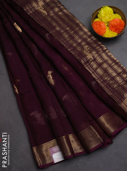 Art kota silk saree deep purple with thread & zari woven buttas and zari woven border