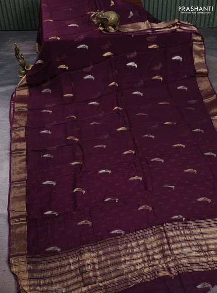 Art kota silk saree deep purple with thread & zari woven buttas and zari woven border