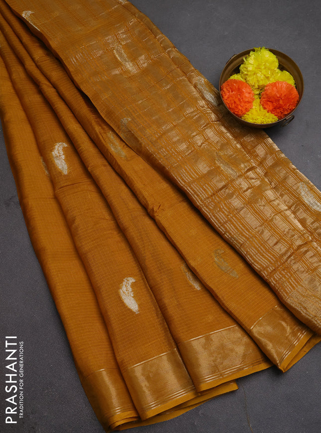 Art kota silk saree mustard yellow with thread & zari woven buttas and zari woven border