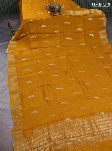 Art kota silk saree mustard yellow with thread & zari woven buttas and zari woven border