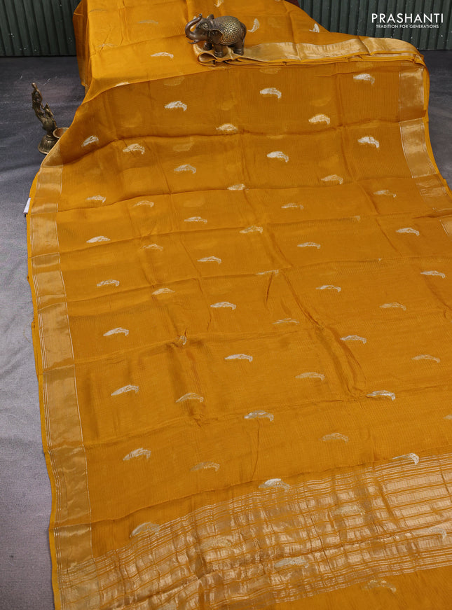Art kota silk saree mustard yellow with thread & zari woven buttas and zari woven border