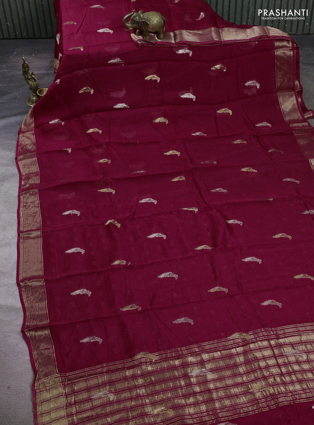 Art kota silk saree pink with thread & zari woven buttas and zari woven border