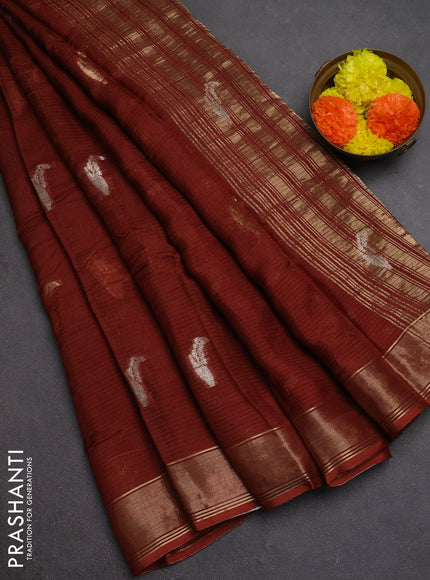 Art kota silk saree rust shade with thread & zari woven buttas and zari woven border