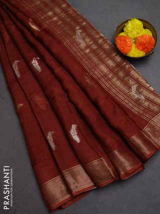 Art kota silk saree rust shade with thread & zari woven buttas and zari woven border