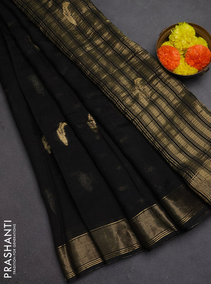 Art kota silk saree black with thread & zari woven buttas and zari woven border