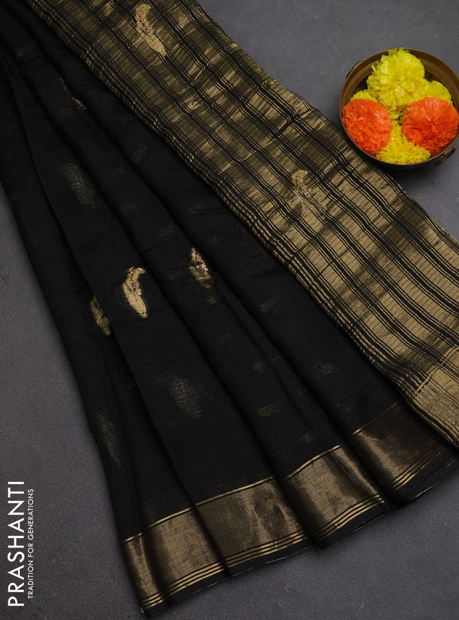 Art kota silk saree black with thread & zari woven buttas and zari woven border