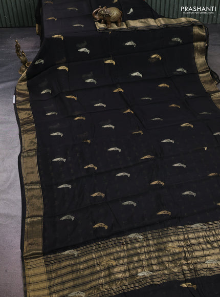 Art kota silk saree black with thread & zari woven buttas and zari woven border