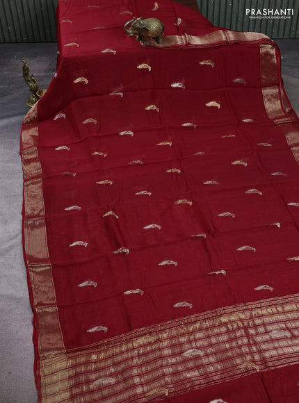 Art kota silk saree red with thread & zari woven buttas and zari woven border