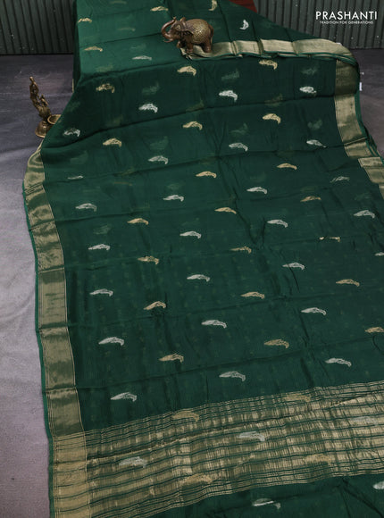 Art kota silk saree green with thread & zari woven buttas and zari woven border