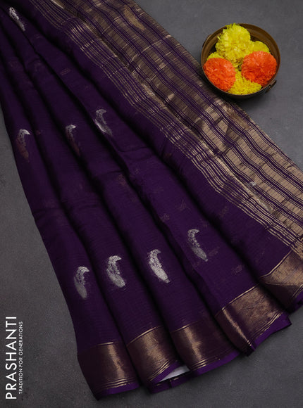 Art kota silk saree violet with thread & zari woven buttas and zari woven border